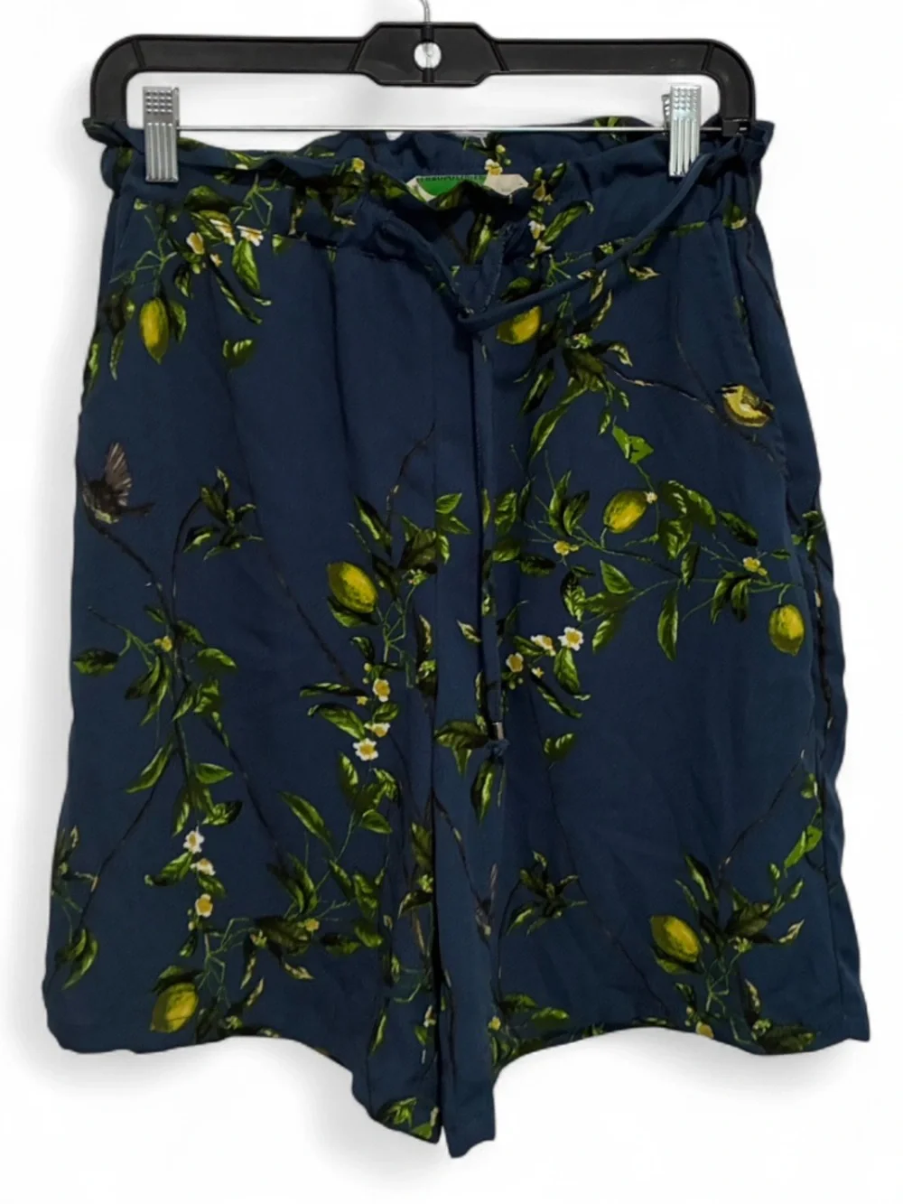Anthropologie Blue Floral Lemon-Print Bermuda Shorts